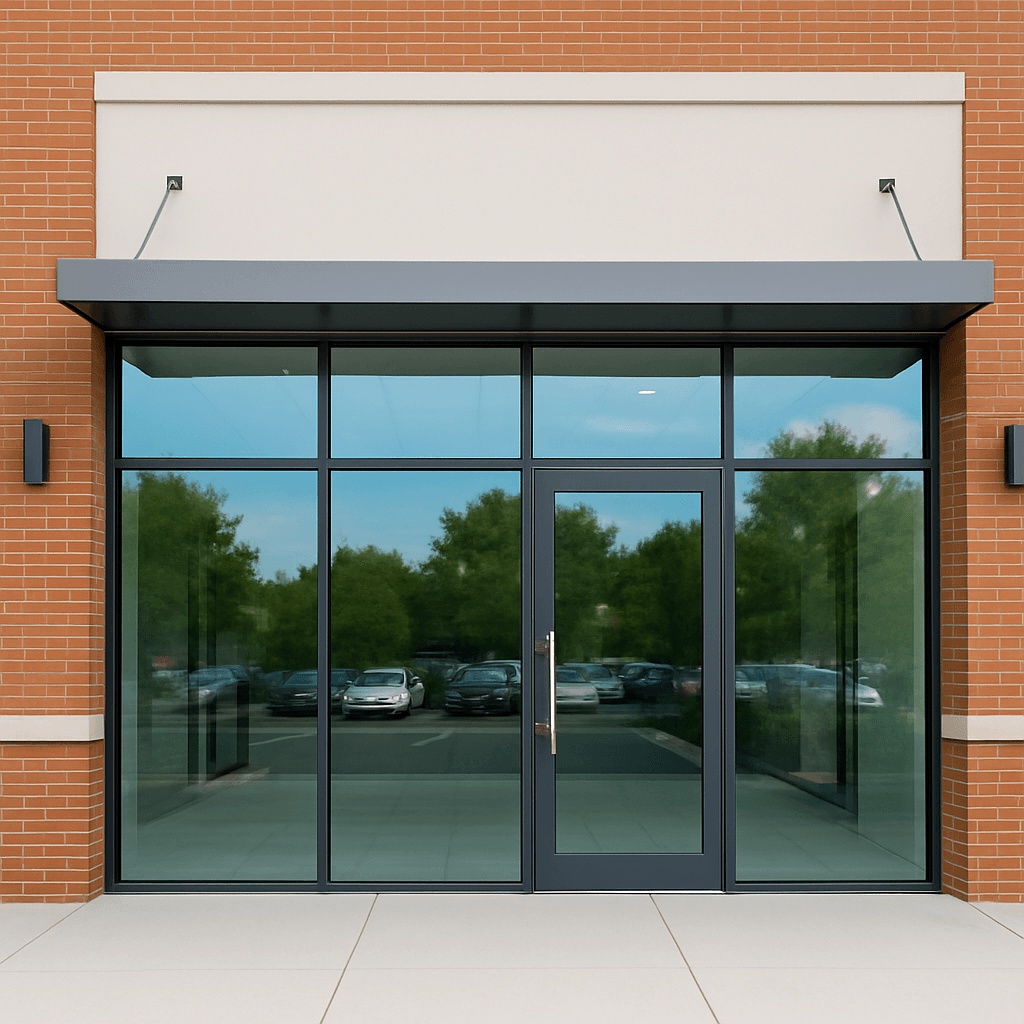 Modern commercial storefront glass installation - Durham, NC