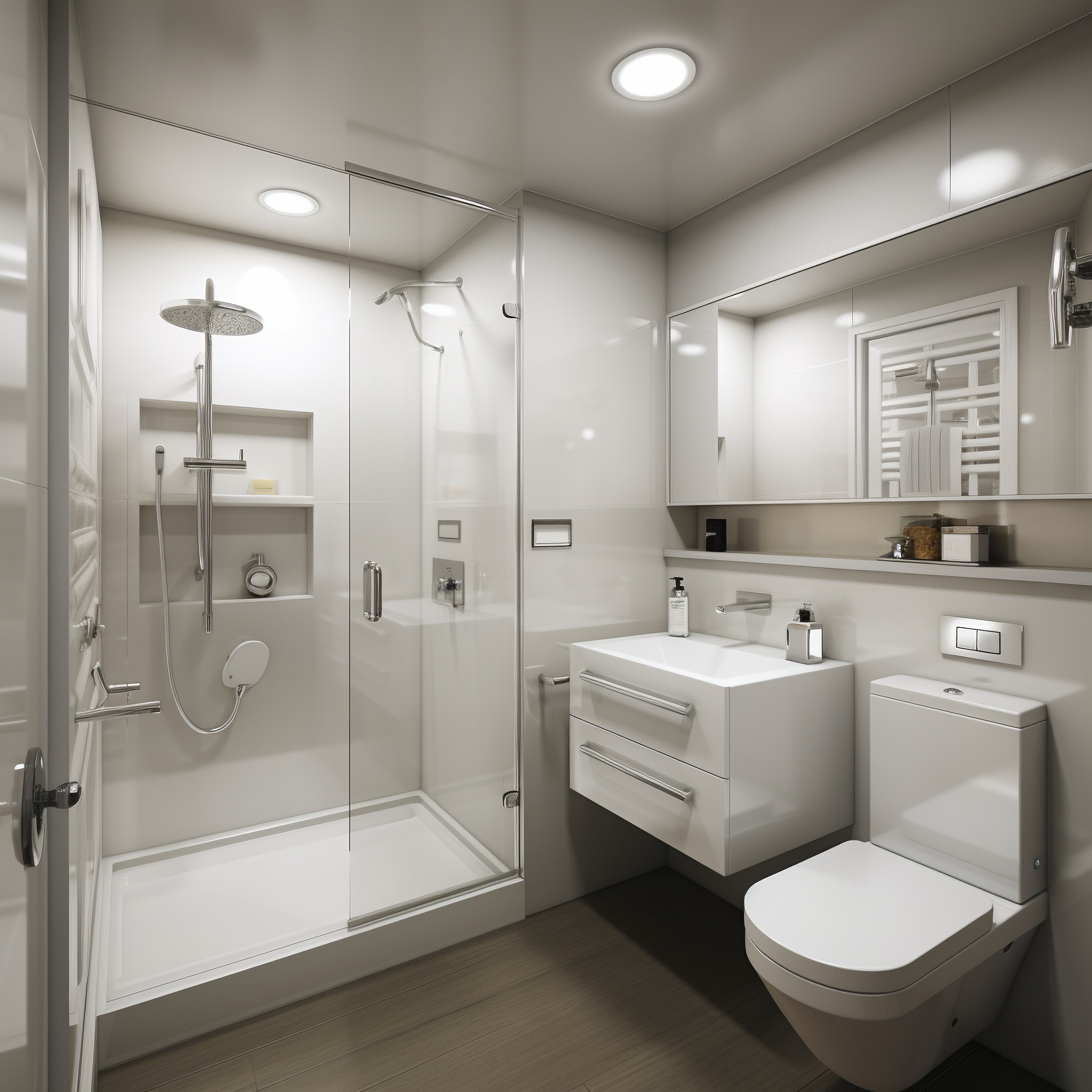 Sliding frameless glass shower doors with minimal frame design and clear glass panels