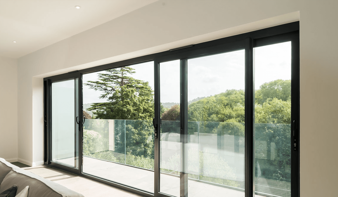 Commercial aluminum and glass door system for office building in Raleigh