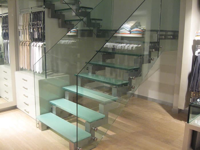 Modern glass staircase railings installation - Garner, NC